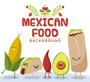 5款卡通墨西哥食物矢量素材