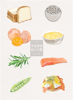 彩铅手绘食物美食设计元素