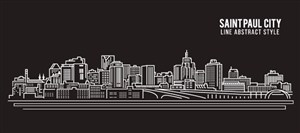圣保罗城市天际线建筑风景白色卡通线稿插画矢量素材