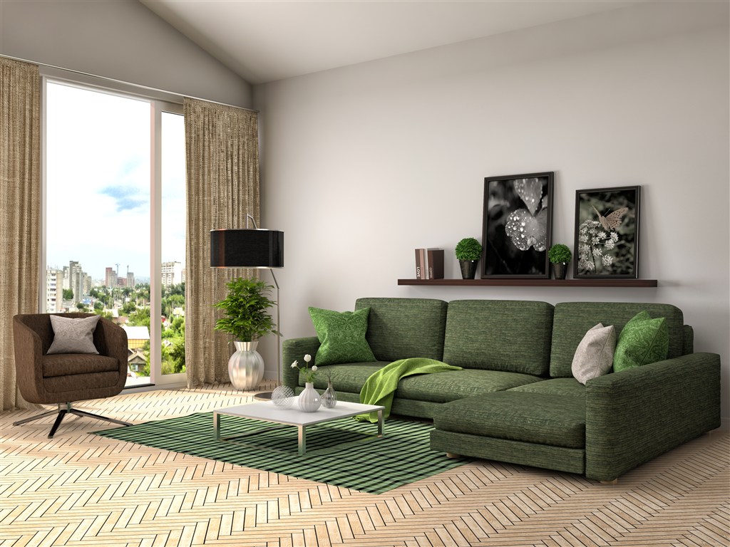 墨绿色沙发床装饰现代风格卧室装修效果图_蛙客网viwik.com