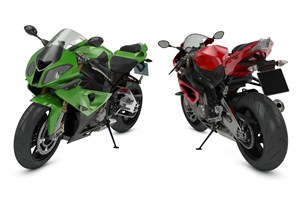 兩輛摩托賽車高清圖片