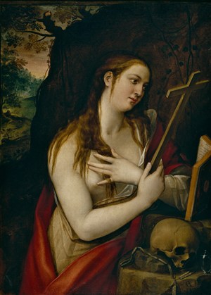 祈禱的女人人體油畫圖片