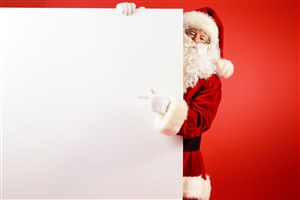 手拿白板的圣诞老人高清图片
