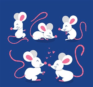 5款白色老鼠设计矢量素材 