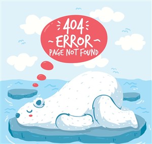 创意404错误页面浮冰上的北极熊矢量图