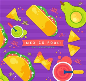 美味墨西哥食物俯视图矢量素材 