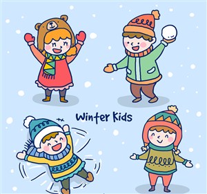 4款冬季玩耍儿童