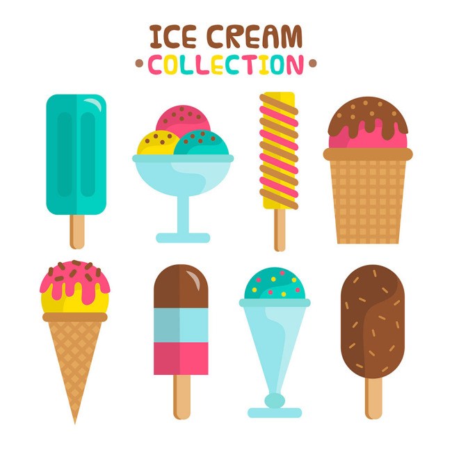 彩扁平风格色冰淇淋图标