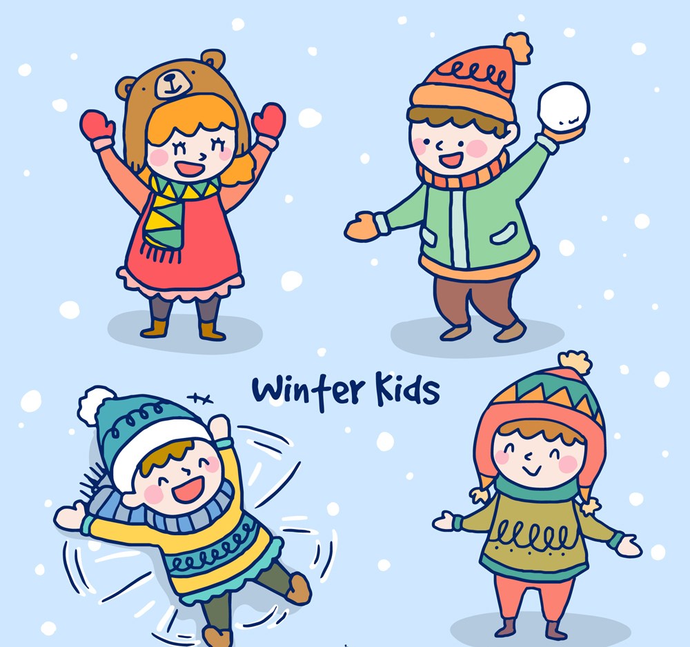 4款冬季玩耍儿童