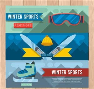 3款创意冬季运动banner矢量图