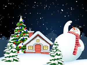 圣诞节户外下雪背景插画
