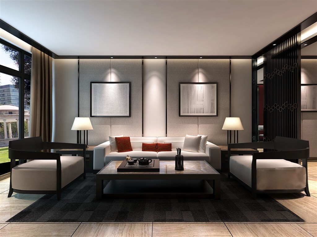 简约客厅新中式装修效果图现代潮流结合传统风格