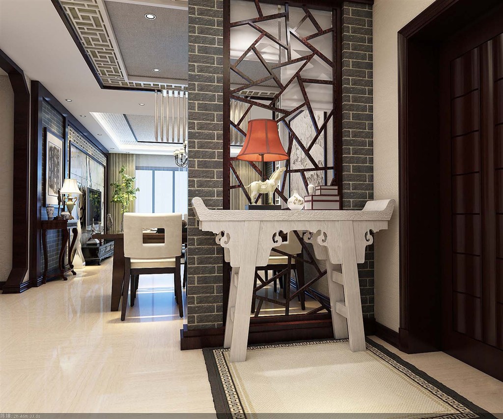 现代客厅新中式装修效果图简约中国传统风格
