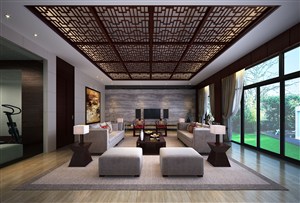 别墅客厅装修效果图新中式高端轻奢风格