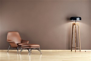 客厅装修效果图客厅一角单人沙发个性立式台灯装饰