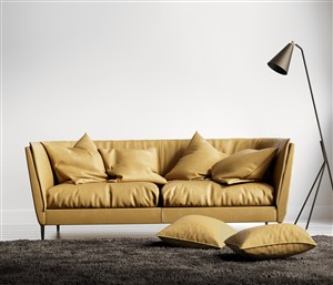 白色搭配米黄色沙发家具客厅装修效果图骄傲的色彩设计