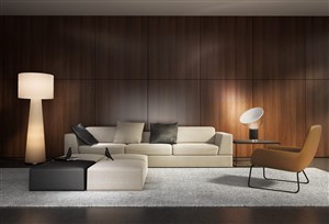 褐色基色调客厅装修效果图搭配米白色沙发装饰设计