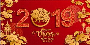 2019猪年新年春节元旦喜庆中国风剪纸海报设计矢量素材