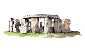 世界著名古迹水彩插画英国巨石阵高清图片