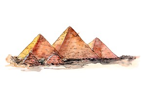 世界著名古迹水彩插画埃及金字塔高清图片