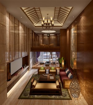 很高的一款客厅装修效果图设计新中式与欧式结合