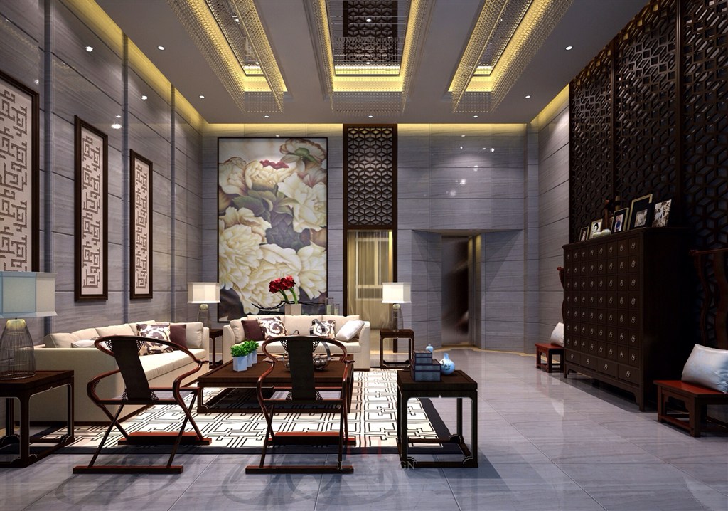 新中式客厅装修效果图中国传统文化与中国现代文化融合在一起的风格设计