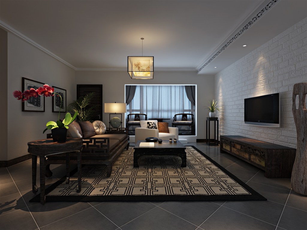 新中式客厅装修效果图等级、尊卑的文化思想风格设计