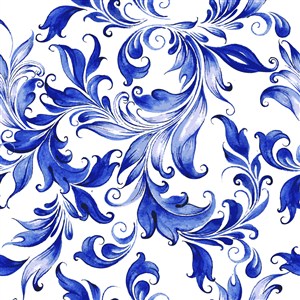 蓝色水彩绘花纹背景矢量素材 
