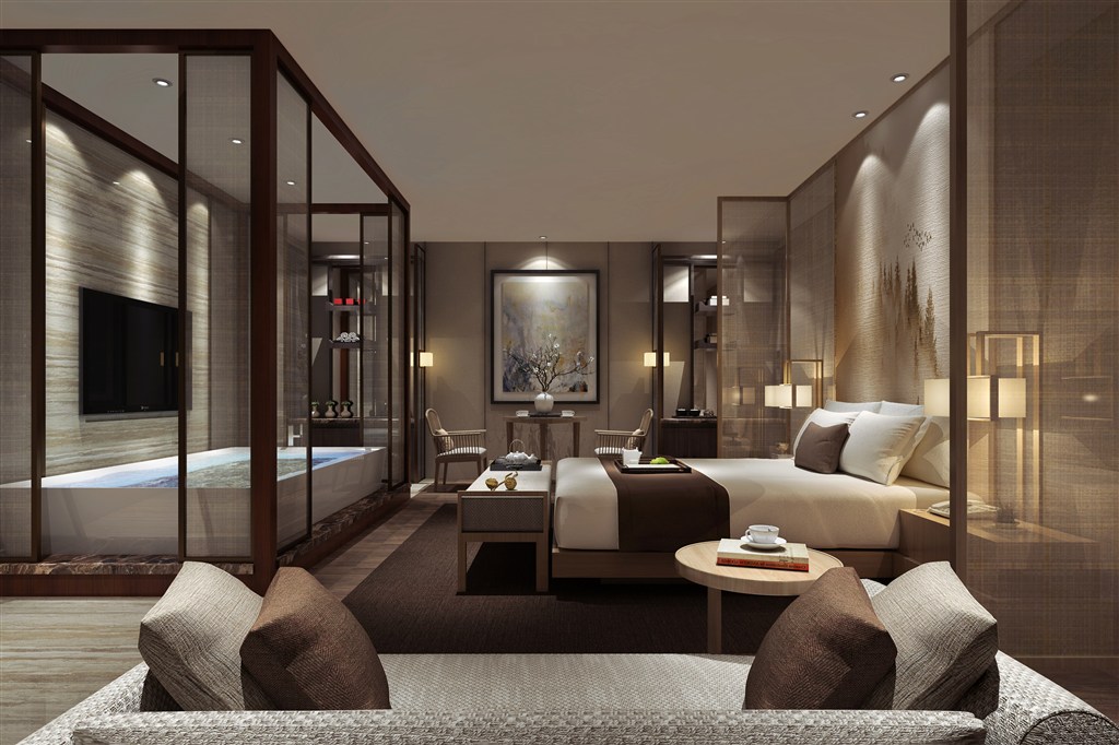 酒店客房装修效果图一款高贵舒适的风格设计