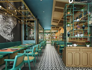 绿色主色调自助餐厅装修效果图一个性鲜明的主题餐厅设计