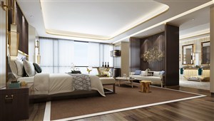 一款豪华的酒店客房装修效果图设计大空间宽敞明亮