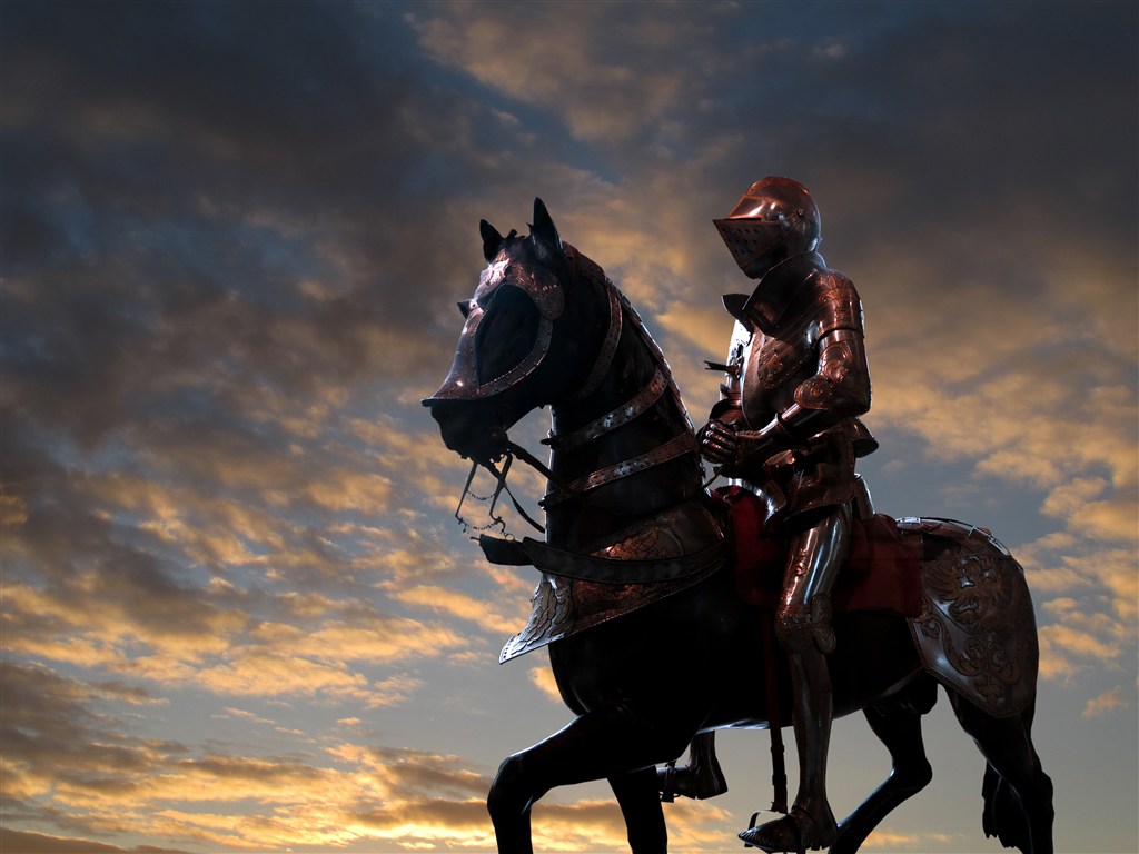全副武装的骑马骑士高清图片