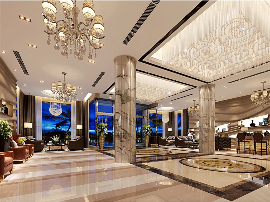 一款欧式风格酒店大堂装修效果图中欧混合搭配设计