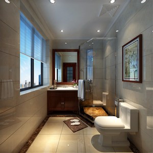 洗手间装修效果图洗手台马桶淋浴小空间大容量设计