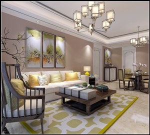 客厅装修效果图中式家具沙发椅与现代沙发完美结合设计