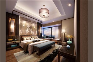 新中式风格主卧室装修效果图典雅精致的一款装修设计
