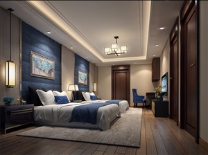 双人床卧室装修效果图适合三口之家的设计