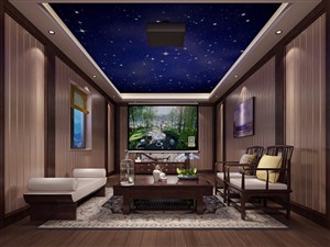 休闲区装修效果图新中式家具搭配星空屋顶设计