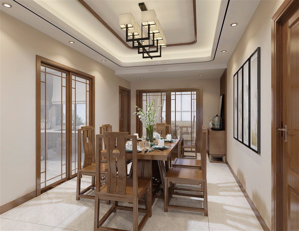 中式餐厅装修效果图普通温馨家庭适合的家具格局设计