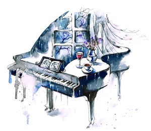 抽象水墨钢琴高清图片