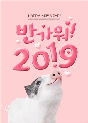 2019年猪年海报psd分层素材 