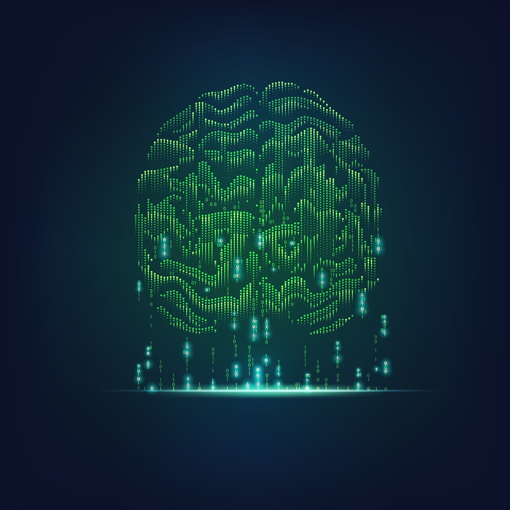 创意绿色光晕大脑科技插画矢量素材创意大脑