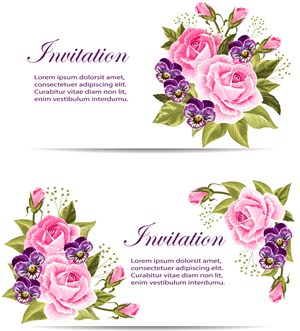玫瑰花兰花 花卉卡片设计