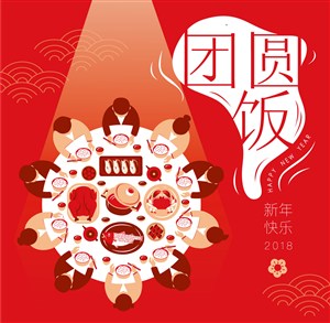 新年春节一家老小团圆饭网页banner引导页海报设计素材