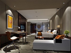 双人大床酒店客房装修效果图适合组团出游群体居住的设计