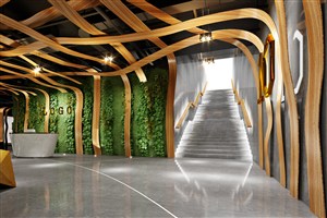 办公室装修效果图前台形象墙绿色植物装饰设计