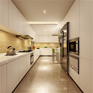 白色整洁干净厨房装修效果图设计