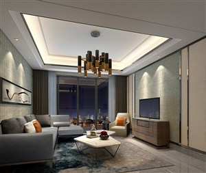 中式风格搭配不规则茶几室内设计的客厅装修效果图