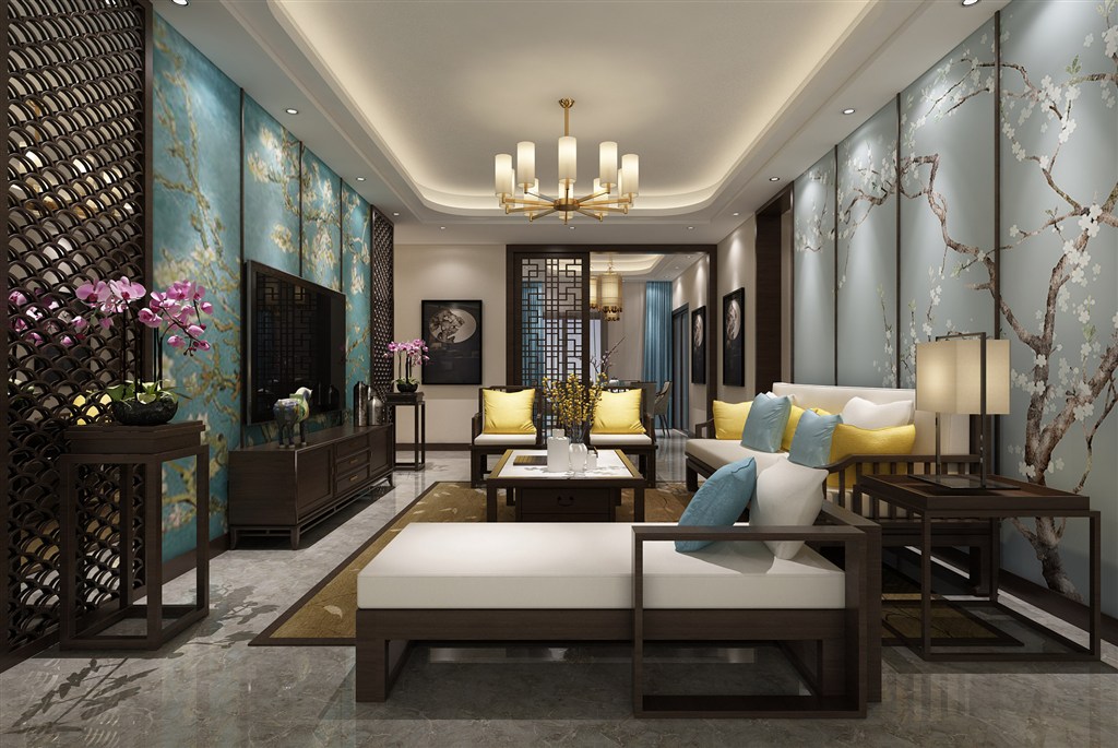一款蕴含大量中国元素的客厅装修效果图设计