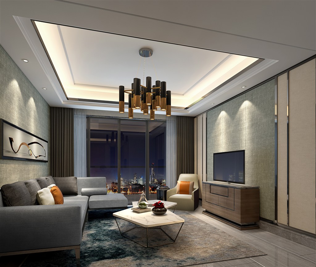 美式大户型客厅沙发茶几-上海装潢网